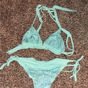 Aqua Rhinestone Bikini Set